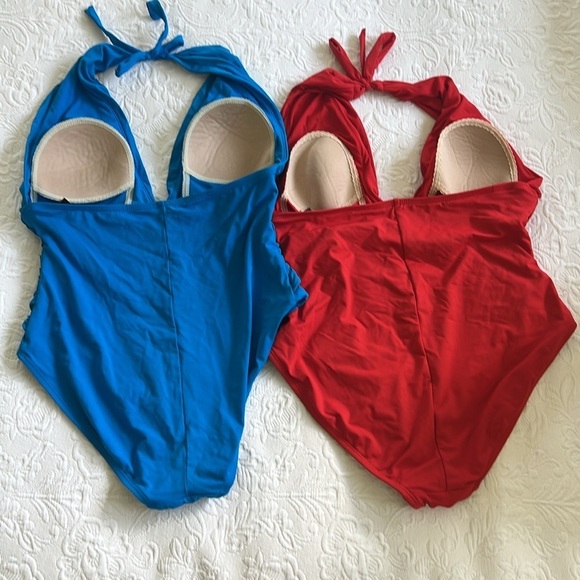 La Blanca One Piece Swimsuits Blue and Red Size 12 - Picture 3 of 6